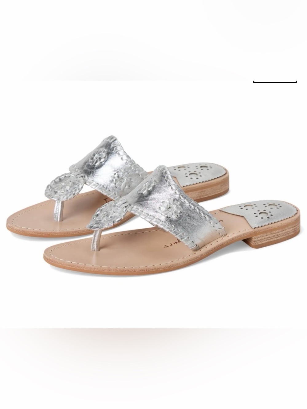 Jack Rogers Palm Beach Silver Leather Thong Sandals, Size 7, NWOT
